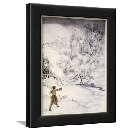 How Sir Launcelot Was Shot by a Gentlewoman Hunting Framed Print Wall Art By Arthur Rackham