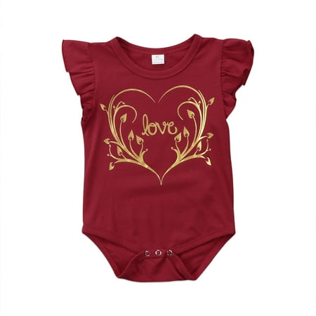 Binpure Summer Baby Girls Romper Ruffled Fly Sleeve Round Neck Jumpsuit