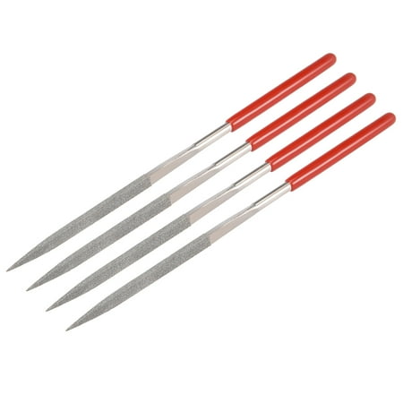 4Pcs 5mm x 180mm Triangular Diamond Needle File 150 Grit