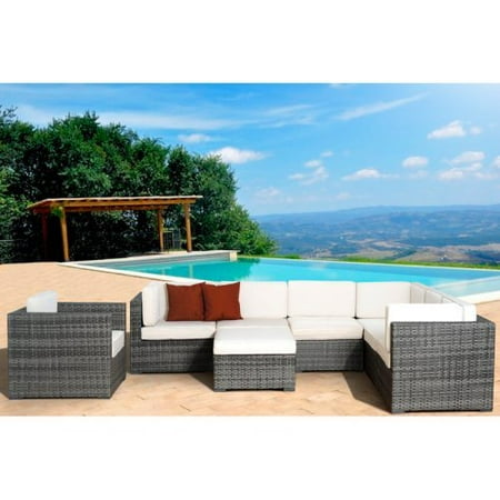 Marseille 8 Piece Grey Wicker Sectional Set