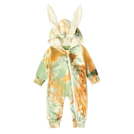 Thaisu Toddler Baby Bunny Romper Easter Tie-Dye Print Zipper Long Sleeve Hooded Jumpsuit for Newborn Girl Boy Cute Clothes
Thaisu Toddler Baby Bunny Romper Easter Tie-Dye Print Zipper Long Sleeve Hooded Jumpsuit for Newborn Girl Boy Cute Clothes