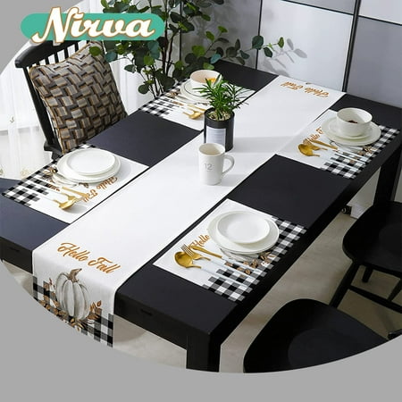 Thanksgiving Farmhouse Pumpkin Hello Fall Table Runner and Placemat Set Table Mat Sets for Party Holiday Dinner Table Decoration
Thanksgiving Farmhouse Pumpkin Hello Fall Table Runner and Placemat Set Table Mat Sets for Party Holiday Dinner Table Decoration