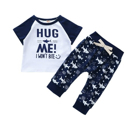 AIMAOMI Toddler Kids Boys Letter Tops Shark Cartoon Print Pants Outfits Summer Clothes H
AIMAOMI Toddler Kids Boys Letter Tops Shark Cartoon Print Pants Outfits Summer Clothes H
