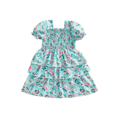 Calsunbaby Kids Toddler Girls Summer Dress Floral Print Short Sleeve Ruffles Dress Casual Princess Party A-line Dress Green 18-24 Months
Calsunbaby Kids Toddler Girls Summer Dress Floral Print Short Sleeve Ruffles Dress Casual Princess Party A-line Dress Green 18-24 Months