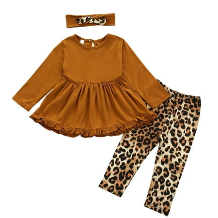Bebiullo Toddler Kids Baby Girls Clothes Tracksuit Sets Ruffle Long Sleeve Tops Leopard Pants Headband Outfits Set 3-4 Years
Bebiullo Toddler Kids Baby Girls Clothes Tracksuit Sets Ruffle Long Sleeve Tops Leopard Pants Headband Outfits Set 3-4 Years
