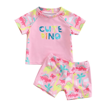 Calsunbaby Kids Baby Girls Two-Piece Swimsuit Cartoon Dinosaur Print Short Sleeve Tops Shorts Bathing Suit Pink 6-12 Months
Calsunbaby Kids Baby Girls Two-Piece Swimsuit Cartoon Dinosaur Print Short Sleeve Tops Shorts Bathing Suit Pink 6-12 Months