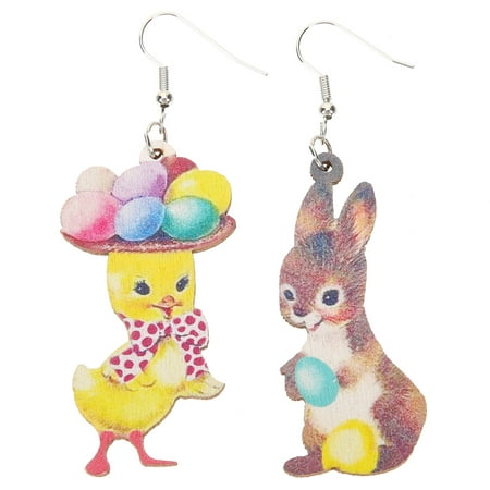 1 Pair of Novel Easter Egg Bunny Earrings Creative Easter Party Pendant Eardrop
