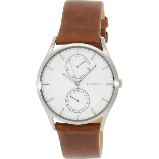 Skagen Men's Holst Multi-Function Leather Band Watch SKW6176