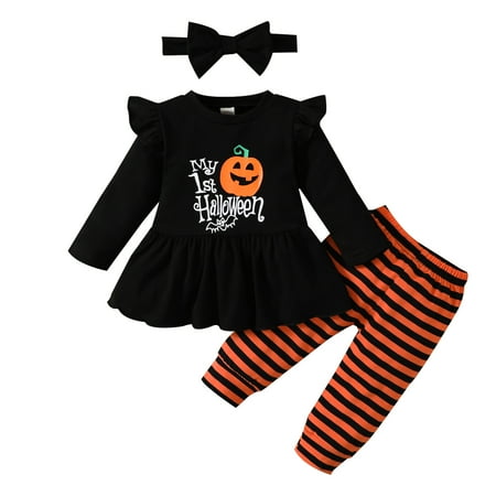 GuliriFei Baby Girl My First Halloween Outfits Long Sleeve Romper + Flare Pants + Headband Set
GuliriFei Baby Girl My First Halloween Outfits Long Sleeve Romper + Flare Pants + Headband Set