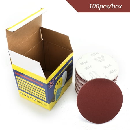 100 Grit 100 PCS 6 DA Hook & Loop Sandpaper Sanding Discs Sand Sheet New