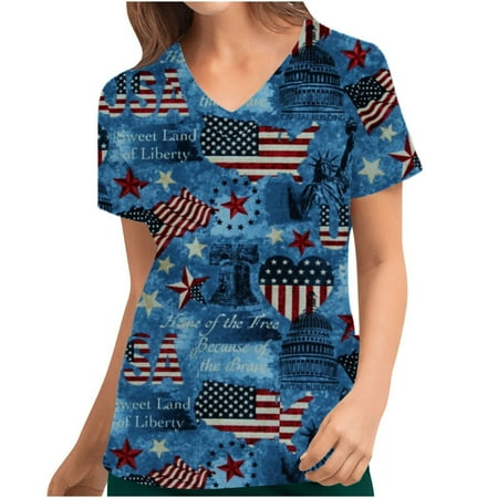 Women s Independence Day Scrub_Tops Short Sleeve V-neck Flag Print Holiday Tshirt Tees Casual Loose Shirts 4th of July
Women s Independence Day Scrub_Tops Short Sleeve V-neck Flag Print Holiday Tshirt Tees Casual Loose Shirts 4th of July