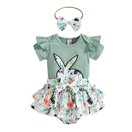 Doqcey Baby Girls Easter 3Pcs Layette Rabbit and Floral Print Romper Pantskirt and Headband
Doqcey Baby Girls Easter 3Pcs Layette Rabbit and Floral Print Romper Pantskirt and Headband