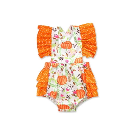 Youweixiong Newborn Infant Baby Girls Halloween Romper Ruffles Sleeveless One-piece Bodysuit Pumpkin Print Polka Dot Jumpsuit
Youweixiong Newborn Infant Baby Girls Halloween Romper Ruffles Sleeveless One-piece Bodysuit Pumpkin Print Polka Dot Jumpsuit