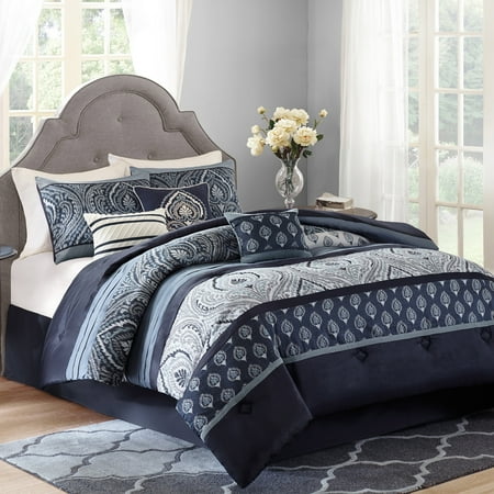 Better Homes and Gardens Indigo Paisley 7-Piece Bedding Comforter Set