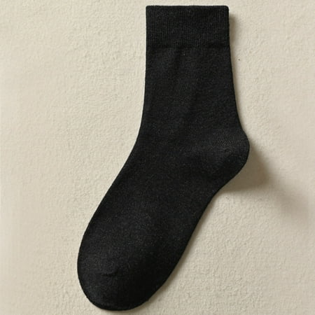 Wool Socks Ladies Solid Color Winter Padded Cashmere Medium Tube Warm Wool Socks Women 2PCS