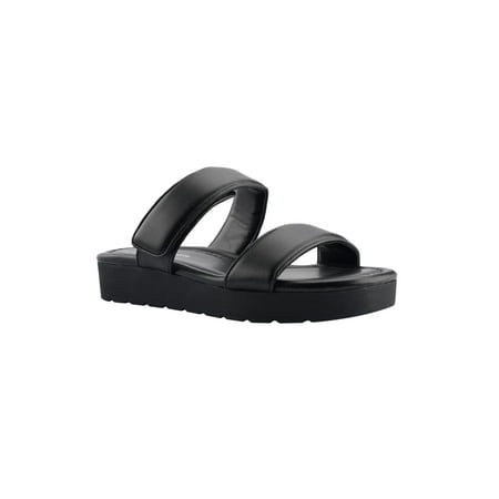 MARC FISHER Womens Black Double Strap Cushioned Kina Round Toe Sandals 8.5 M