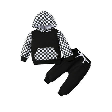 Acuteok Baby Boys 2Pcs Pants Set Long Sleeve Hooded Plaid Hoodie with Elastic Waist Sweatpants Infant Fall Clothes
Acuteok Baby Boys 2Pcs Pants Set Long Sleeve Hooded Plaid Hoodie with Elastic Waist Sweatpants Infant Fall Clothes