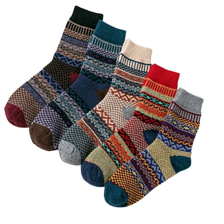 5 Pairs Unisex Vintage Ethnic Snowflake Stripes Print Crew Socks Winter Warm Colorful Thick Knit Faux Wool Hosiery Gifts
5 Pairs Unisex Vintage Ethnic Snowflake Stripes Print Crew Socks Winter Warm Colorful Thick Knit Faux Wool Hosiery Gifts