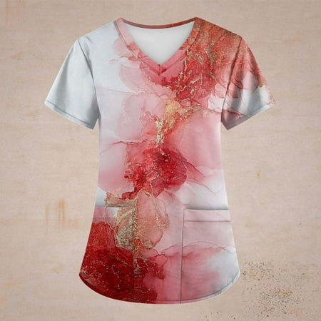 Hanas Women s Top Fashion Summer Plus Size Retro Printed Scrub Working Uniform Tops For Women Cross V-Neck Short Sleeve Fun T-Shirts Workwear Tee With Pockets Pink/XXXXL
Hanas Women s Top Fashion Summer Plus Size Retro Printed Scrub Working Uniform Tops For Women Cross V-Neck Short Sleeve Fun T-Shirts Workwear Tee With Pockets Pink/XXXXL