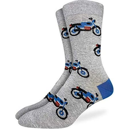 Good Luck Sock Men s Motorcycle Crew Socks Large (Shoe size 7-12) Grey