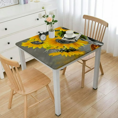 Facannap Sunflowers Square Table Cover Oil Resistant Wear Resistant Reusable Desktop Protection with Elastic Edge 100% Polyester Fiber 52*52 
Facannap Sunflowers Square Table Cover Oil Resistant Wear Resistant Reusable Desktop Protection with Elastic Edge 100% Polyester Fiber 52*52