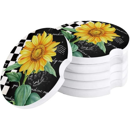ZHANZZK Summer Farm Sunflower Black Plaid Set of 4 Car Coaster for Drinks Absorbent Ceramic Stone Coasters Cup Mat with Cork Base for Home Kitchen Room Coffee Table Bar Decor
ZHANZZK Summer Farm Sunflower Black Plaid Set of 4 Car Coaster for Drinks Absorbent Ceramic Stone Coasters Cup Mat with Cork Base for Home Kitchen Room Coffee Table Bar Decor