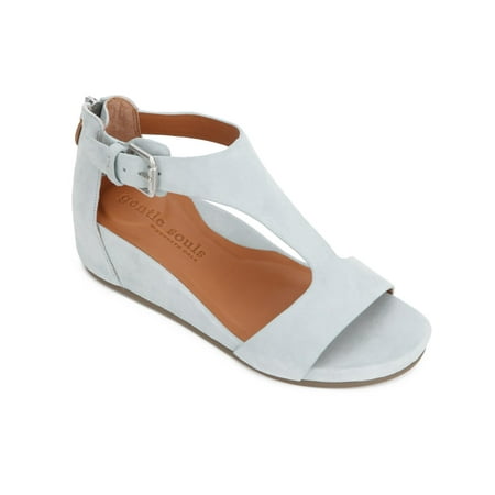 Gentle Souls Womens Gisele Leather Snake Print Wedge Sandals