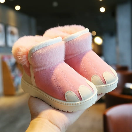 Boys Girls Winter Snow Boots Waterproof Anti-Skid Warm Plush Baby Cotton Shoes