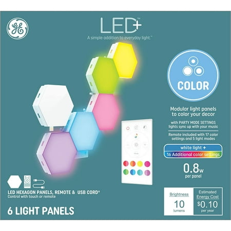 GE LED+ Color Changing Hexagon Tile Panels 17 Color Settings & 5 Light Modes No App or Wi-Fi Required (6 Pack)
GE LED+ Color Changing Hexagon Tile Panels 17 Color Settings & 5 Light Modes No App or Wi-Fi Required (6 Pack)