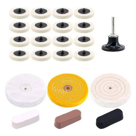 20Pcs 2 Inch Compressed Wool Fabric Disc with 3 Colors Polishing Compounds and 6Pcs 6 Inch Buffing Polishing Wheels
20Pcs 2 Inch Compressed Wool Fabric Disc with 3 Colors Polishing Compounds and 6Pcs 6 Inch Buffing Polishing Wheels