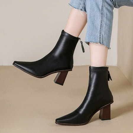 ZMHEGW Boots For Women Autumn Ankle Thick Heel Middle Heel Pointed Back Zipper Solid Color Boots Shoes
ZMHEGW Boots For Women Autumn Ankle Thick Heel Middle Heel Pointed Back Zipper Solid Color Boots Shoes