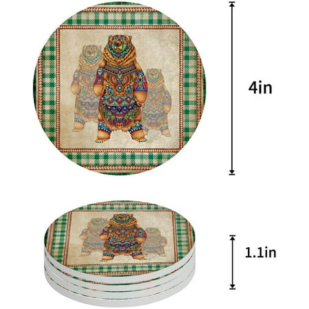 KXMDXA Style Bear Retro Plaid Set of 4 Round Coaster for Drinks Absorbent Ceramic Stone Coasters Cup Mat with Cork Base for Home Kitchen Room Coffee Table Bar Decor
KXMDXA Style Bear Retro Plaid Set of 4 Round Coaster for Drinks Absorbent Ceramic Stone Coasters Cup Mat with Cork Base for Home Kitchen Room Coffee Table Bar Decor