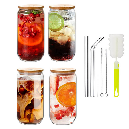 Chamat 4 Pack Drinking Glasses with Bamboo Lid 16Oz Can Shaped Glass Tumbler Cups Beer Glasses Iced Coffee Glasses for Whiskey
Chamat 4 Pack Drinking Glasses with Bamboo Lid 16Oz Can Shaped Glass Tumbler Cups Beer Glasses Iced Coffee Glasses for Whiskey