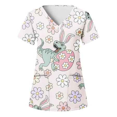 Women Scrubs Top Working Uniform Nurses Clothing Workwear Easter Day Printed Short Sleeve V-Neck Streetwear Holiday Cartoon Rabbit Printed Working Tshirts Blouse Tops With Pockets
Women Scrubs Top Working Uniform Nurses Clothing Workwear Easter Day Printed Short Sleeve V-Neck Streetwear Holiday Cartoon Rabbit Printed Working Tshirts Blouse Tops With Pockets