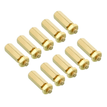 Uxcell 15mm+6mm M4 Standoff Screws 40 Pack Brass Hex Standoffs Nuts Gold Tone