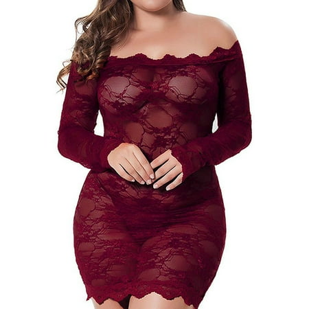 Enjiwell Women s Plus Size Solid Color Perspective Lace One Shoulder Long Sleeve Nightdress
Enjiwell Women s Plus Size Solid Color Perspective Lace One Shoulder Long Sleeve Nightdress