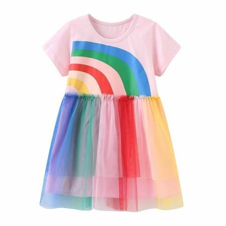 Funicet Baby Girls Summer Dresses Round Collar Short Sleeve Rainbow Printed Dresses Mesh Gauze Dresses
Funicet Baby Girls Summer Dresses Round Collar Short Sleeve Rainbow Printed Dresses Mesh Gauze Dresses