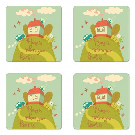 Saying Coaster Set of 4 Home Is Where Your Heart Is Inspirational Text House on the Hilltop Square Hardboard Gloss Coasters Standard Size Multicolor by Ambesonne
Saying Coaster Set of 4 Home Is Where Your Heart Is Inspirational Text House on the Hilltop Square Hardboard Gloss Coasters Standard Size Multicolor by Ambesonne