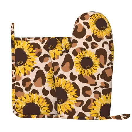 XMXY Oven Mitts and Pot Holders 2 Pcs Sets Leopard Print Sunflower Heat Resistant Silicone Cooking Gloves for Grill Baking BBQ Kitchen Decor
XMXY Oven Mitts and Pot Holders 2 Pcs Sets Leopard Print Sunflower Heat Resistant Silicone Cooking Gloves for Grill Baking BBQ Kitchen Decor