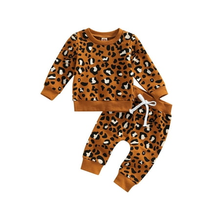 Genuiskids Infant Newborn Baby Fall 2Pcs Outfits Sunflower/Leopard Print Long Sleeve Round Neck Pullover Tops High Waist High Stretch Jogger Pants Cute Set
Genuiskids Infant Newborn Baby Fall 2Pcs Outfits Sunflower/Leopard Print Long Sleeve Round Neck Pullover Tops High Waist High Stretch Jogger Pants Cute Set
