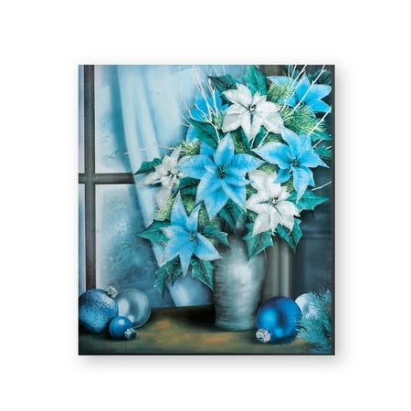 Icy Blue Poinsettia Christmas Kitchen Dishwasher Magnet
