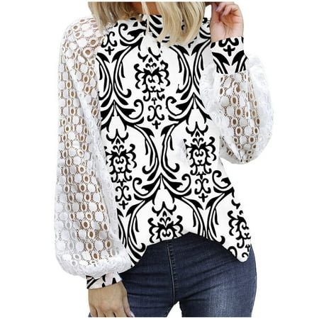 Ziloco Women Casual Round-Neck Floral Print Pullover Lace Splice Long Sleeve Blouse T-shirt Tops corset tops for women one shoulder tops for women White M
Ziloco Women Casual Round-Neck Floral Print Pullover Lace Splice Long Sleeve Blouse T-shirt Tops corset tops for women one shoulder tops for women White M