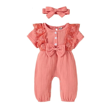 Baby Girls Romper Cotton Jumpsuit Romper Lace Boys Bow Girls Headband Linen Girls Outfits For 12-18 Months
Baby Girls Romper Cotton Jumpsuit Romper Lace Boys Bow Girls Headband Linen Girls Outfits For 12-18 Months