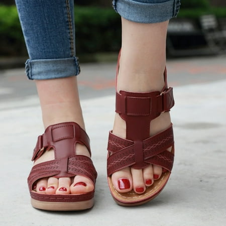 Cathalem Womens Sandals And Ladies Summer New Summer Classic Wedge Stitched Leather Ladies Sandals Fashion Sandals for Women RD2 7
Cathalem Womens Sandals And Ladies Summer New Summer Classic Wedge Stitched Leather Ladies Sandals Fashion Sandals for Women RD2 7