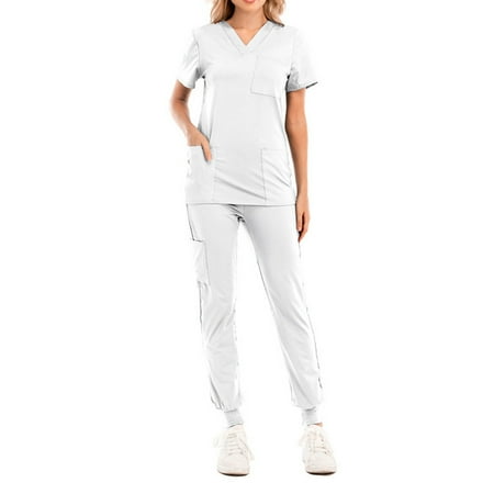 Sksloeg Scrubs Set 4 Pocket 4-Way Stretch Elements V-Neck Short Sleeve Workwear White XL
Sksloeg Scrubs Set 4 Pocket 4-Way Stretch Elements V-Neck Short Sleeve Workwear White XL