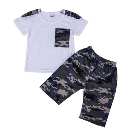 Clearance!!Toddler Baby Boy Summer Spring Camouflage Print Casual Clothes Short Sleeve T-Shirt + Camouflage Shorts Outfits Set
Clearance!!Toddler Baby Boy Summer Spring Camouflage Print Casual Clothes Short Sleeve T-Shirt + Camouflage Shorts Outfits Set