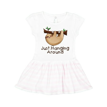 Inktastic Just Hanging Around with Cute Sloth Gift Toddler Girl Dress