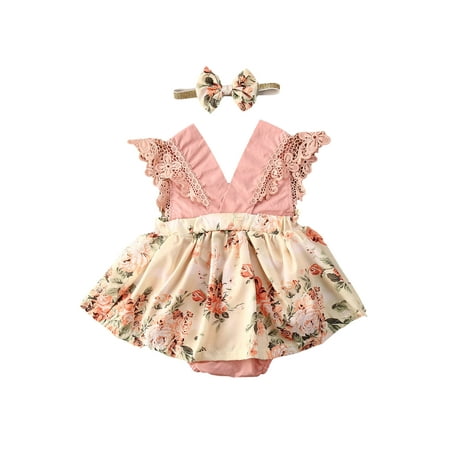 Baby Girl Floral Romper Sleeveless Lace V-neck Jumpsuit One Piece Summer Outfits with Headband
Baby Girl Floral Romper Sleeveless Lace V-neck Jumpsuit One Piece Summer Outfits with Headband
