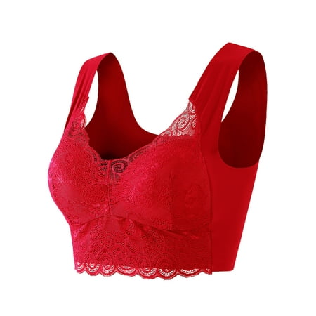 

Bras For Women Full Coverage Lace Plus Size Underwear Lette Crop Top Large Tube Top Siere Laced Red Sports Bra L