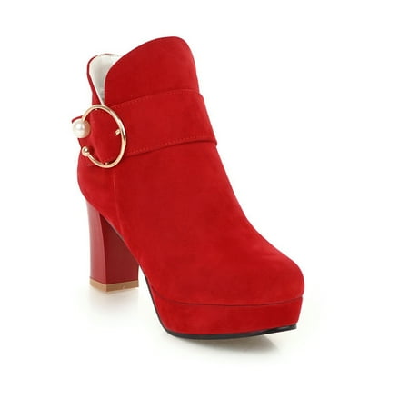 New suede women s boots short metal decoration large size European and American style high heels
New suede women s boots short metal decoration large size European and American style high heels
